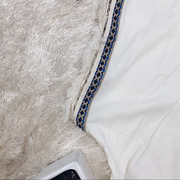Zara | Trafaluc White Embroidered Fringe Top - Picture 3 of 5